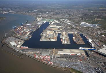 An aerial view of the Port of Tilbury
