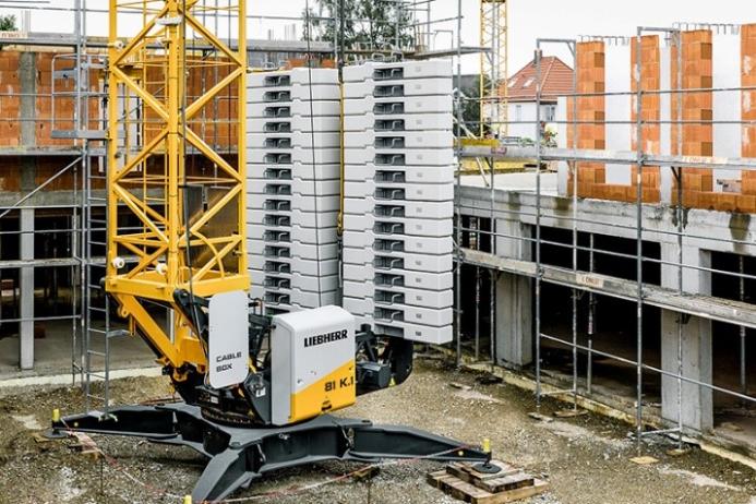 A picture of a tower crane's concrete ballast system