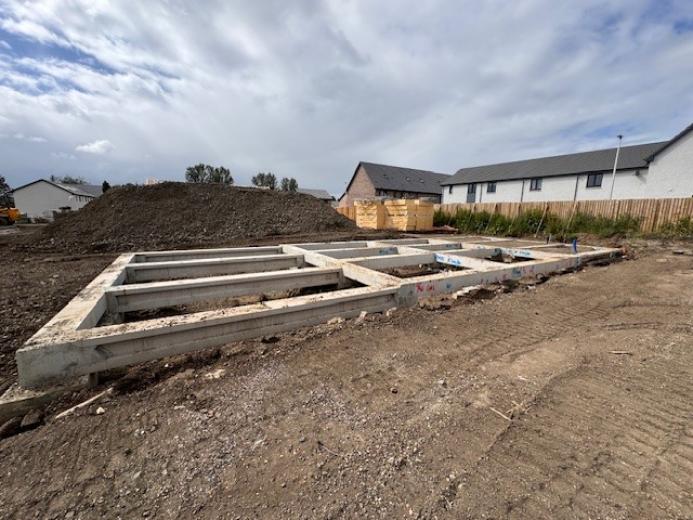 Pre-cast concrete beams on a brownfield site