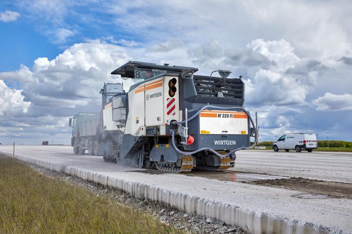 A cold milling machine in operation