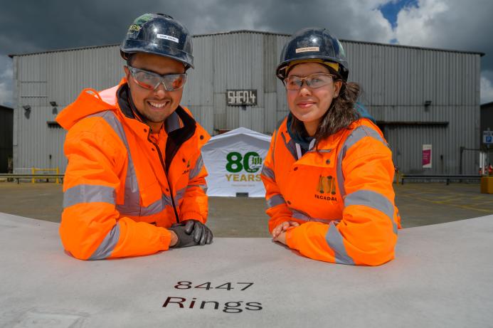 Head and shoulders photo of a man and woman in orange PPE