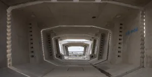 Giant precast viaduct segments off the production line at Kingsbury in Warwickshire