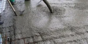 A concrete floor being poured