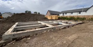 Pre-cast concrete beams on a brownfield site