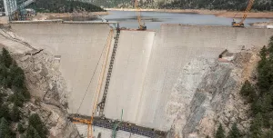 A large concrete dam