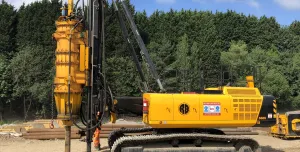 A large piece of yellow construction equipment