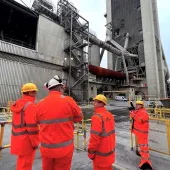 Lord Callanan being shown around Rugby cement works