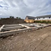 Pre-cast concrete beams on a brownfield site