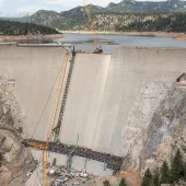 A large concrete dam