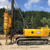 A large piece of yellow construction equipment