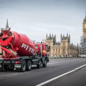 Ready Mix Specialists truck mixer crossing Westminster Bridge