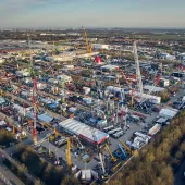 An aerial image of bauma 2025