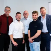 From left to right: Andy Lees (Senior Director Curriculum, Innovation and Construction at BMet), Howard Reid (Lead Fitter at Cemex UK),  Christian Vale (Senior Operations Manager at Cemex UK), George Howell (Apprentice Fitter at Cemex UK) and Lex Russell (Materials Managing Director at Cemex UK).