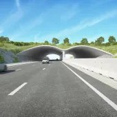 An artists rendering of a prefabricated bridge