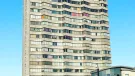 A brutalist tower block