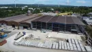 An aerial view of a precast concrete factory