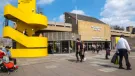 A view of the Queen Elizabeth Hall at the Southbank Centre, with it's distinctive yellow, spiral staircase.